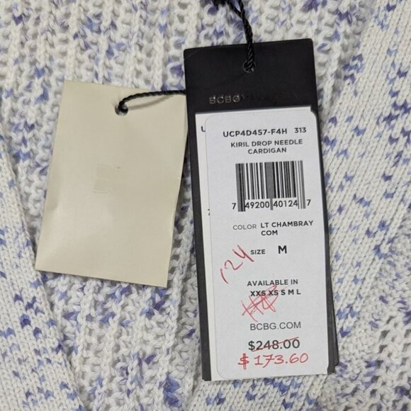 BCBG Maxazria Kiril Drop Needle Cardigan Chambray Womens Size Medium 100% Cotton - Picture 6 of 10